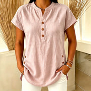 Plus-Size Casual V-Neck Button-Up Shirt for Women
