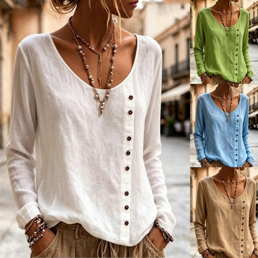 Casual Crew-neck Long-sleeve Shirt for Men