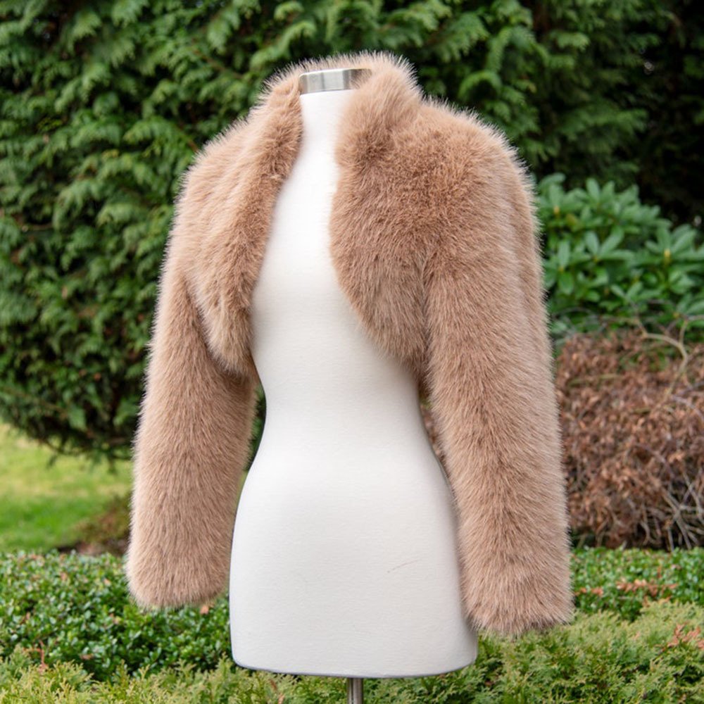 Women's Faux Fur Coat - Soft Winter Warmth with Classic Lapel Design