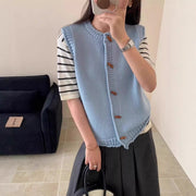 Casual Knit Vest for Women - Beige, Blue, Red, Black