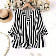 Casual Striped Three-Quarter-Sleeve Shirt for Men