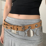 Retro Suede Perforated Metal Belt