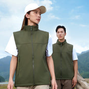 Cozy Patchwork Softshell Jacket with Stand Collar Vest for Women