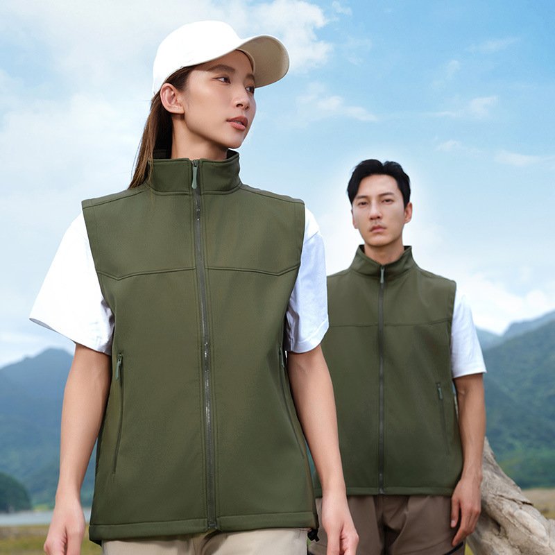 Cozy Patchwork Softshell Jacket with Stand Collar Vest for Women