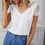 Chic V-Neck Lace T-Shirt Top for Women