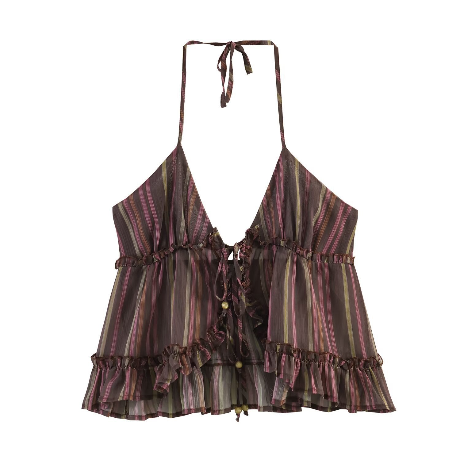 Retro Camisole Tank Top for Women - Lightweight Metallic Stripe Design