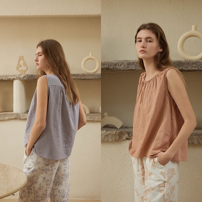 Cotton Gauze Sleeveless Vest for Women