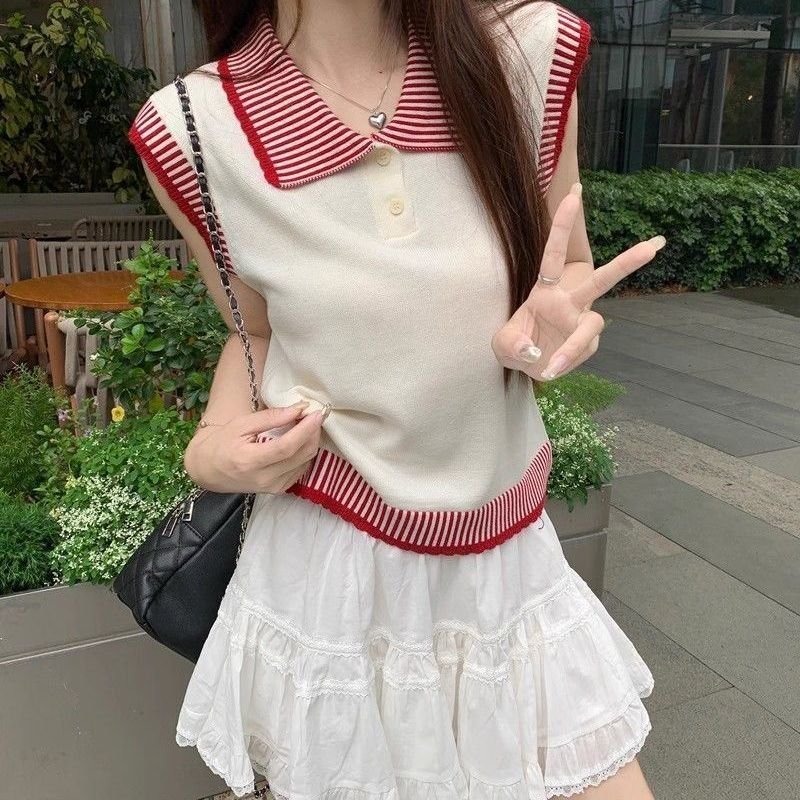 Cozy Striped Knit Vest for Women