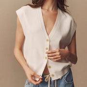Casual V-Neck Knit Vest for Women - Layering Perfection