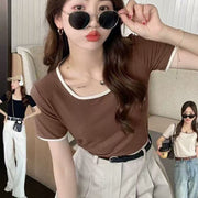 Slimming Plus-size Short-sleeve T-shirt for Women