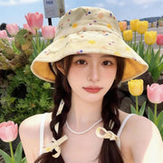 Sun Protection Floral Print Reversible Hat for Women