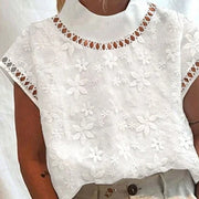 Elegant Lace Trim High-Neck Pullover Top for Women