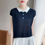 Urban Chic Color-Block Lyocell Short Sleeve T-Shirt for Women