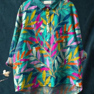 Printed Long-Sleeve Shirt for Women