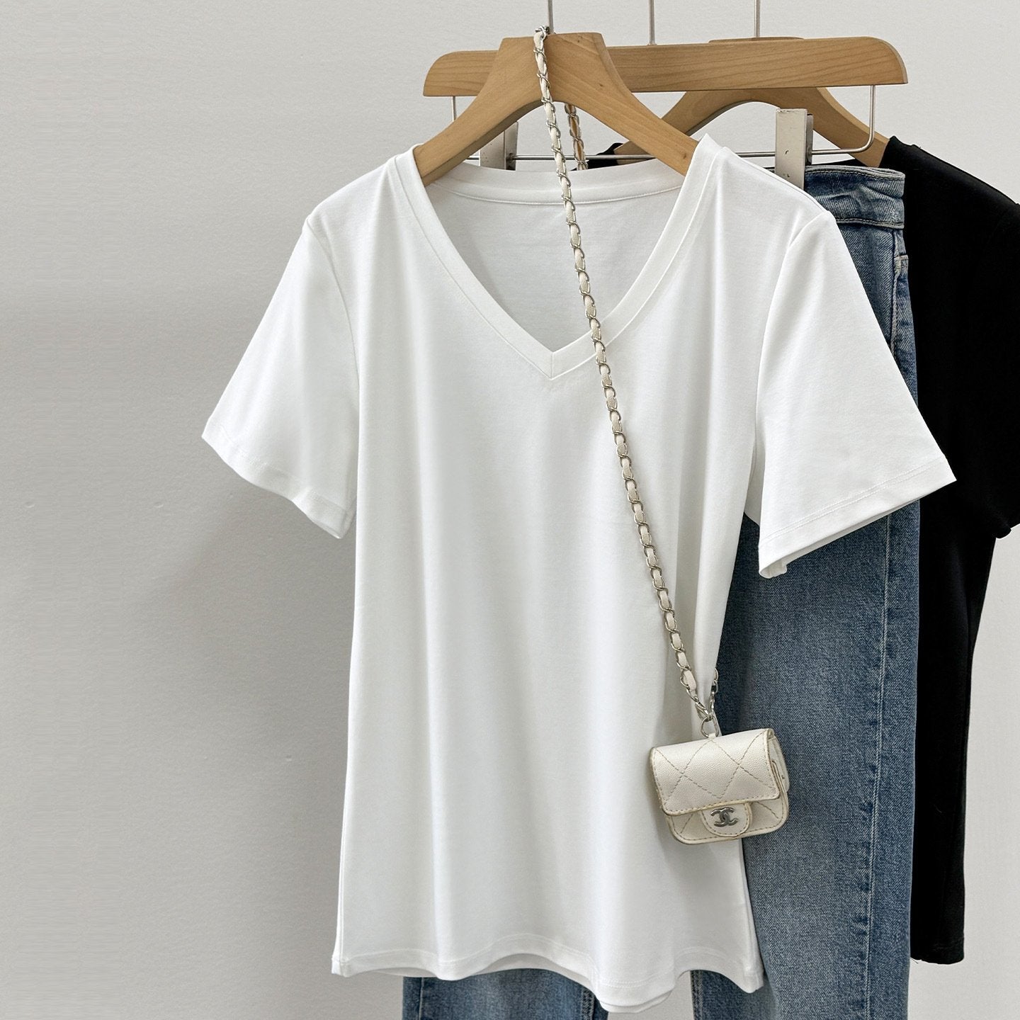 Soft V-Neck Cotton T-Shirts for Women - 80-Count Pack