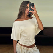 Chic Girls Waist-cinching Short Sleeve Tops