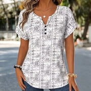 Relaxed Fit Textured Henley Blouse