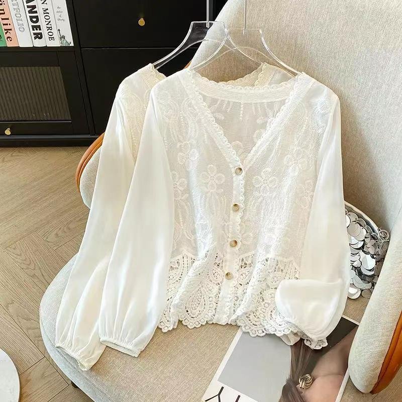 French Chic Crochet Lace Blouse