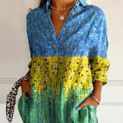 Rainbow Striped Long-sleeved Shirt for Women