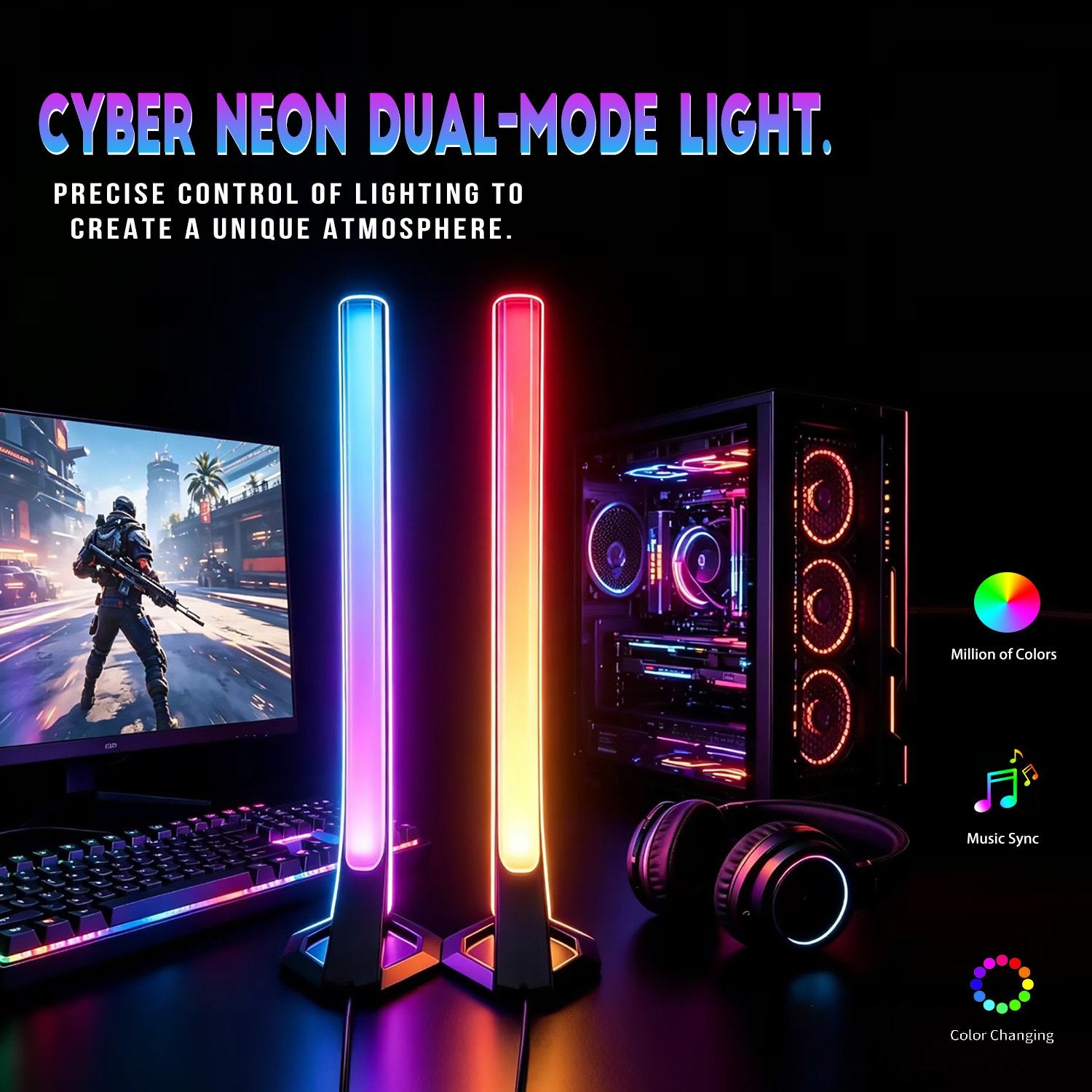 Ambient Desk Lamp with Music Sync Light