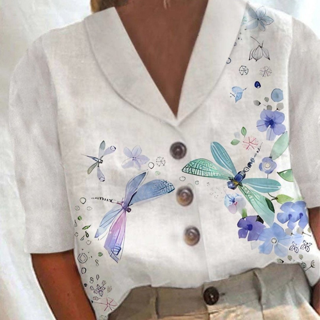 Loose Fit Digital Print Top for Women