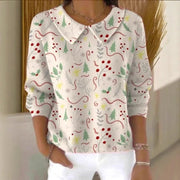 Casual Loose-Fit Digital Print Blouse