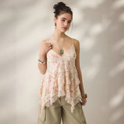 Floral Chiffon Slimming Lace Camisole Top