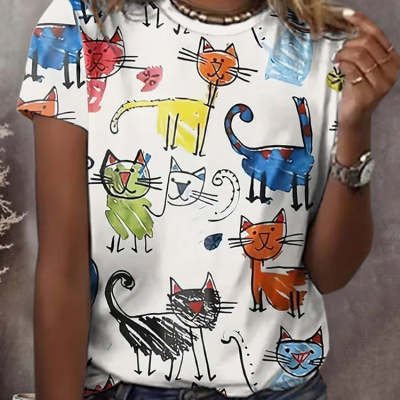 Animal Print Short Sleeve Top for Women