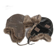 Warm Winter Ear Protecting Leather Hat for Men