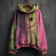 Loose-Fit Patchwork Hoodie for Women