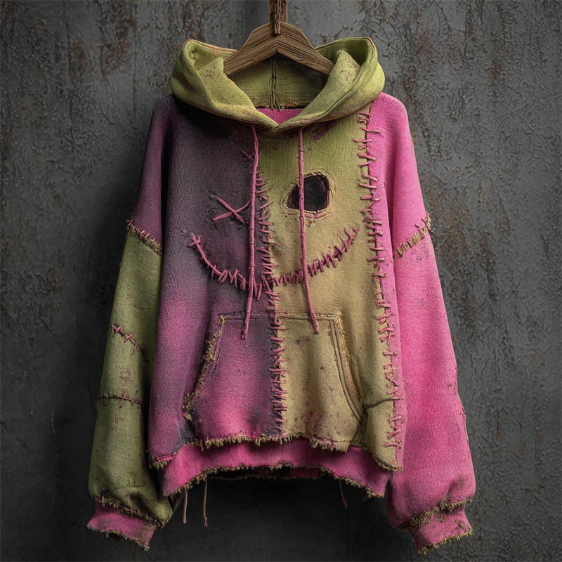 Loose-Fit Patchwork Hoodie for Women