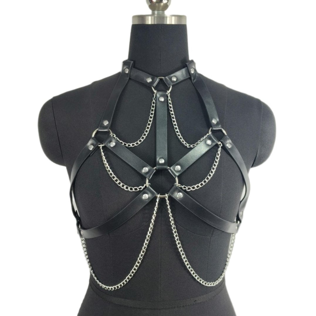 Stylish Leather Belt with Chain Strap Accessory