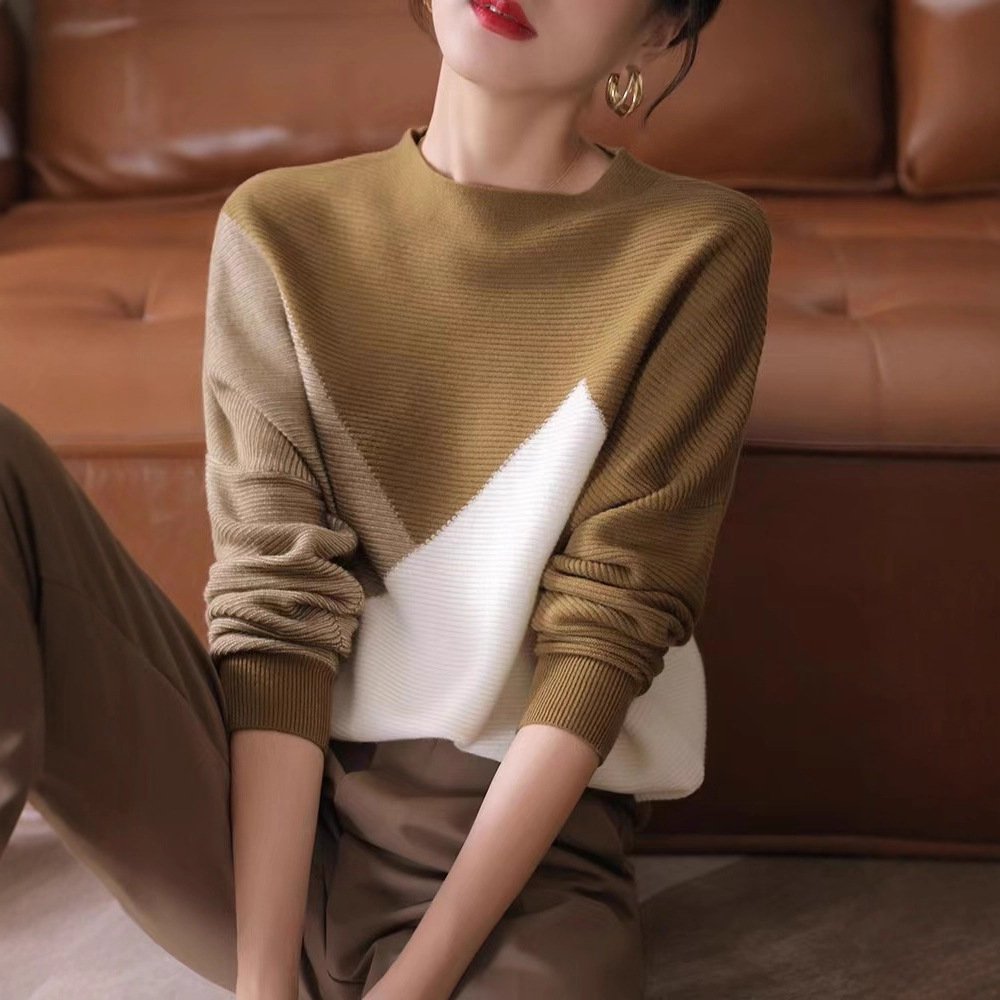 Stay Warm in Style with Color-blocked Wool Sweater