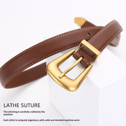 Timeless Square-Buckle Leather Belt for Women & Men