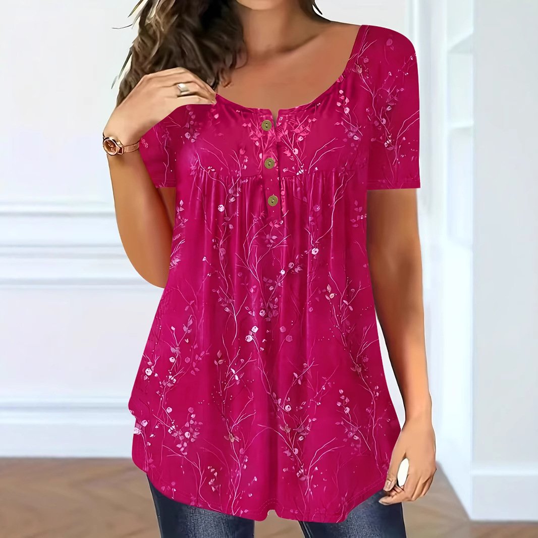 Floral Ruffled Short Sleeve Top for Women
