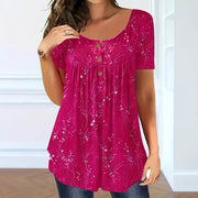 Floral Ruffled Short Sleeve Top for Women