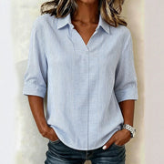 Casual Striped Women's Shirt with Loose Fit