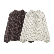 Casual Polka Dot Women's Shirt - Loose Fit, Easy Care