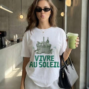 French Graphic Tee for Women - Ultra-Soft Cotton, Classic Fit, Summer Style