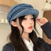 Light Blue or Dark Blue Denim Beret for Women