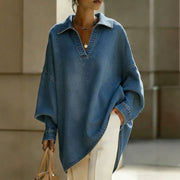 Loose-fitting Commuter Denim Shirt for Women
