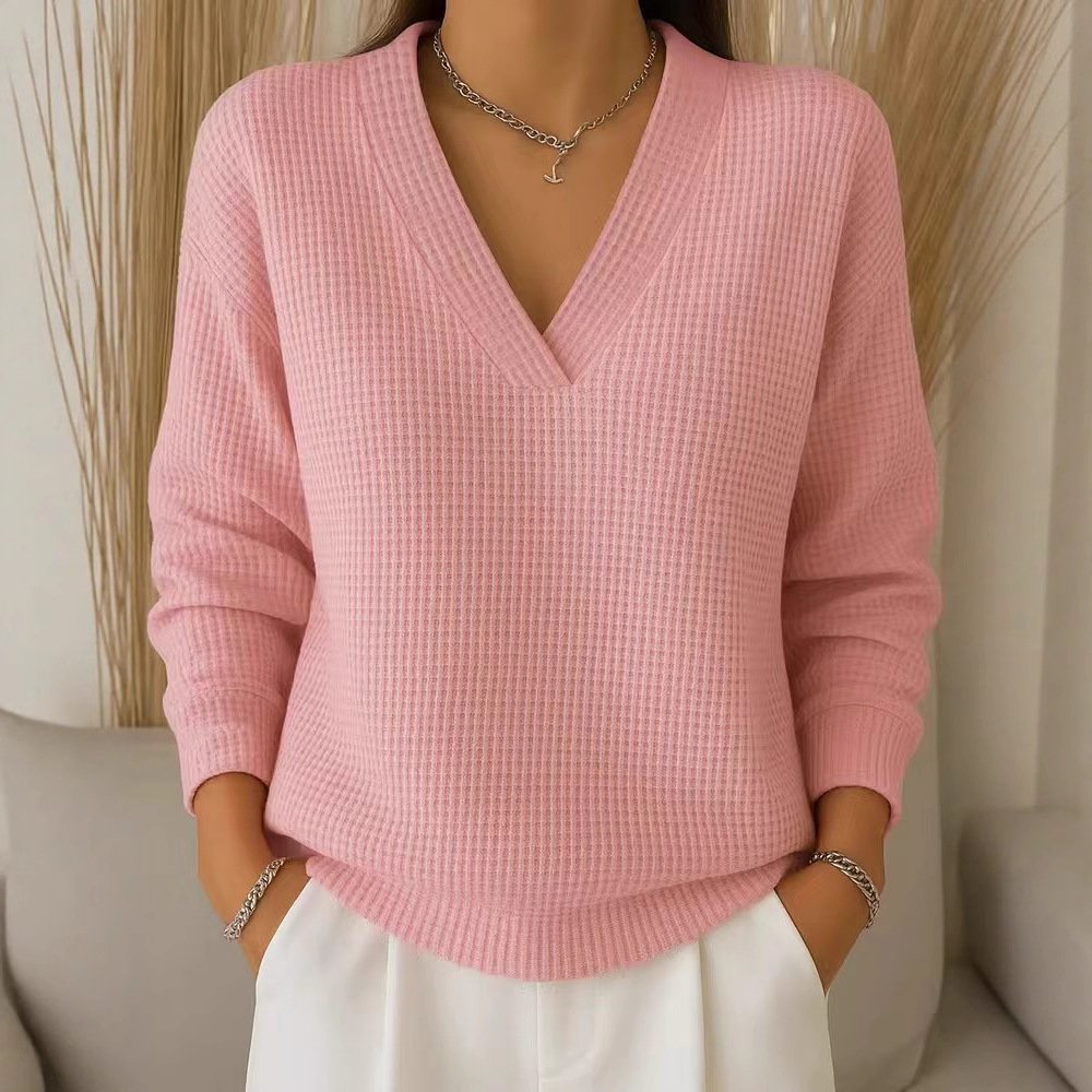 Cozy Waffle Knit Pullover Sweater