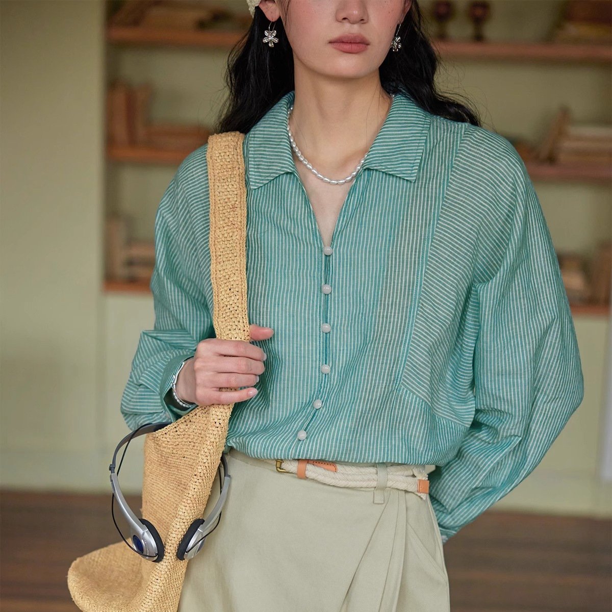 Lightweight Sun Protection Shirt with French Stripes