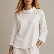 Casual Loose-Fit Solid Color Top for Women