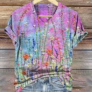 Women's 3D Print V-Neck Short-Sleeve T-Shirt