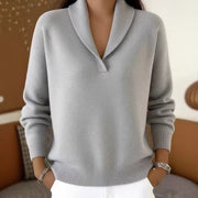 Casual Solid-color V-neck Pullover