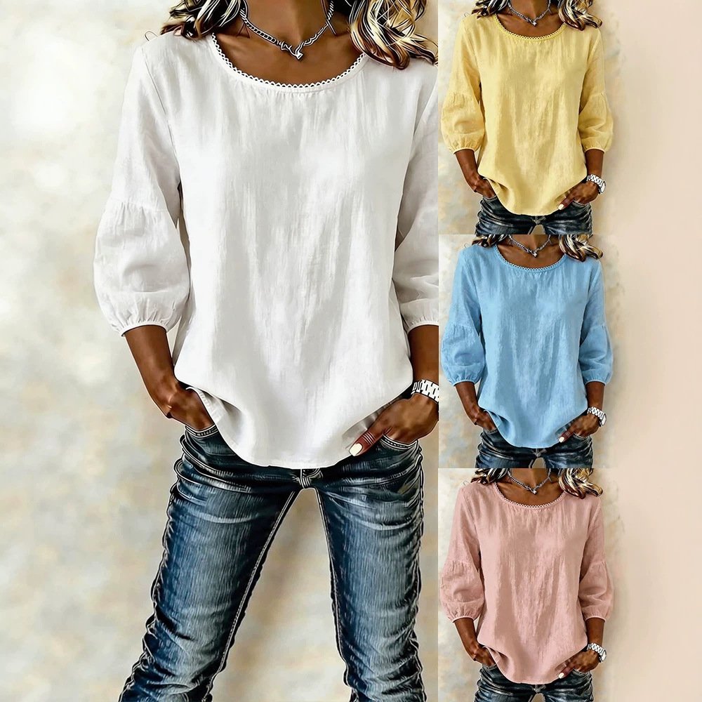 Casual Long-sleeve Crew-neck Tee for Women