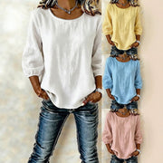 Casual Long-sleeve Crew-neck Tee for Women