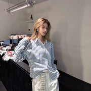 Vintage Blue and White Striped Cotton Shirt