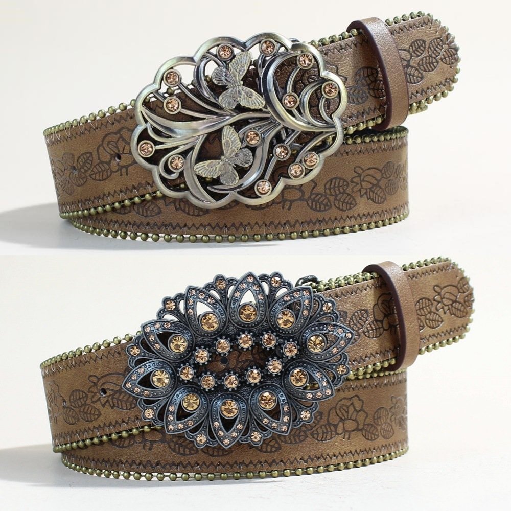 Youth Punk Leather Belt with Snap Buckle